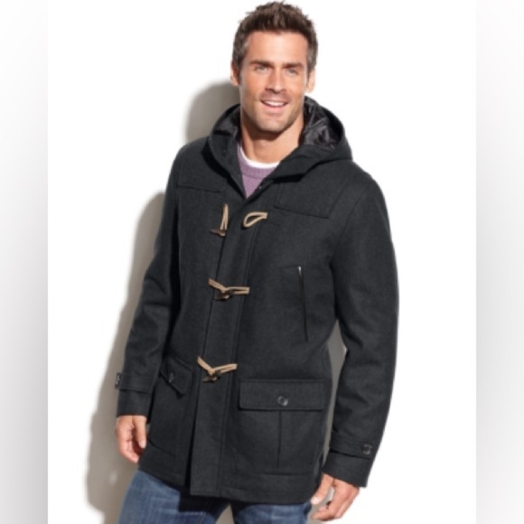 Nautica Charcoal Gray Wool Toggle Pea Coat Men’s XL - Picture 2 of 16